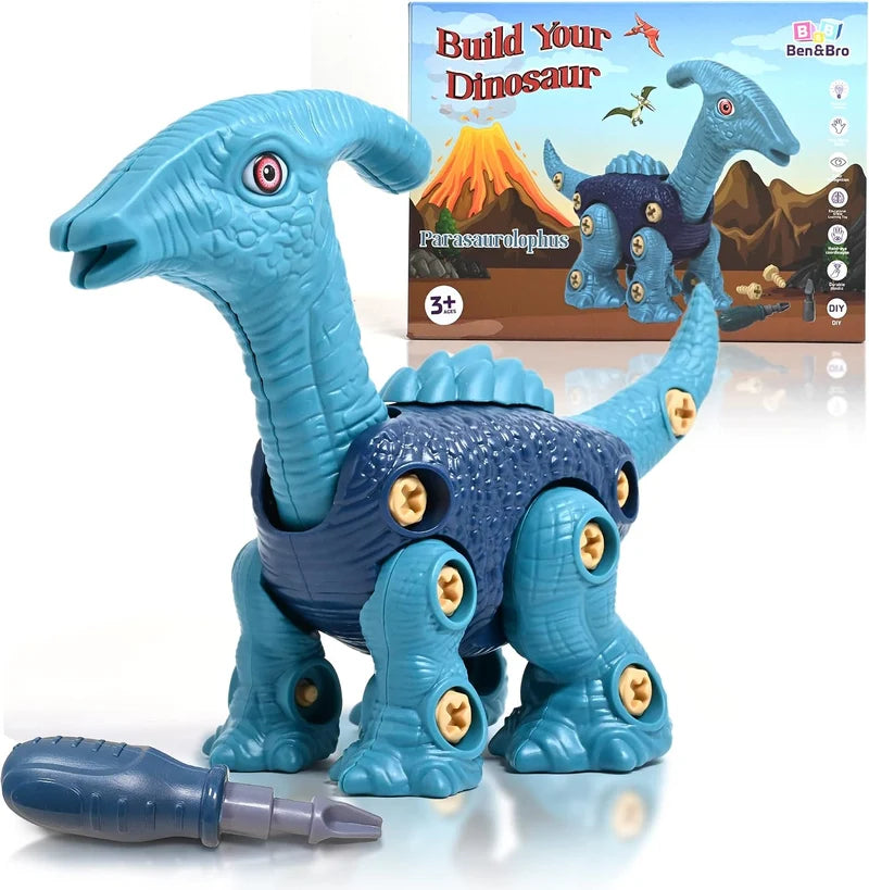 DIY Take-Apart Dinosaur Toy - STEM Building Toy for Kids 3+ Years - Blue Brachiosaurus