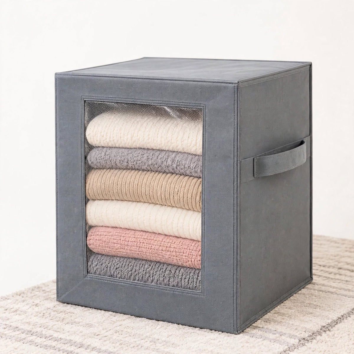 Stackable Closet Organizer Box with Clear Window - Large Foldable Storage Box for Clothes