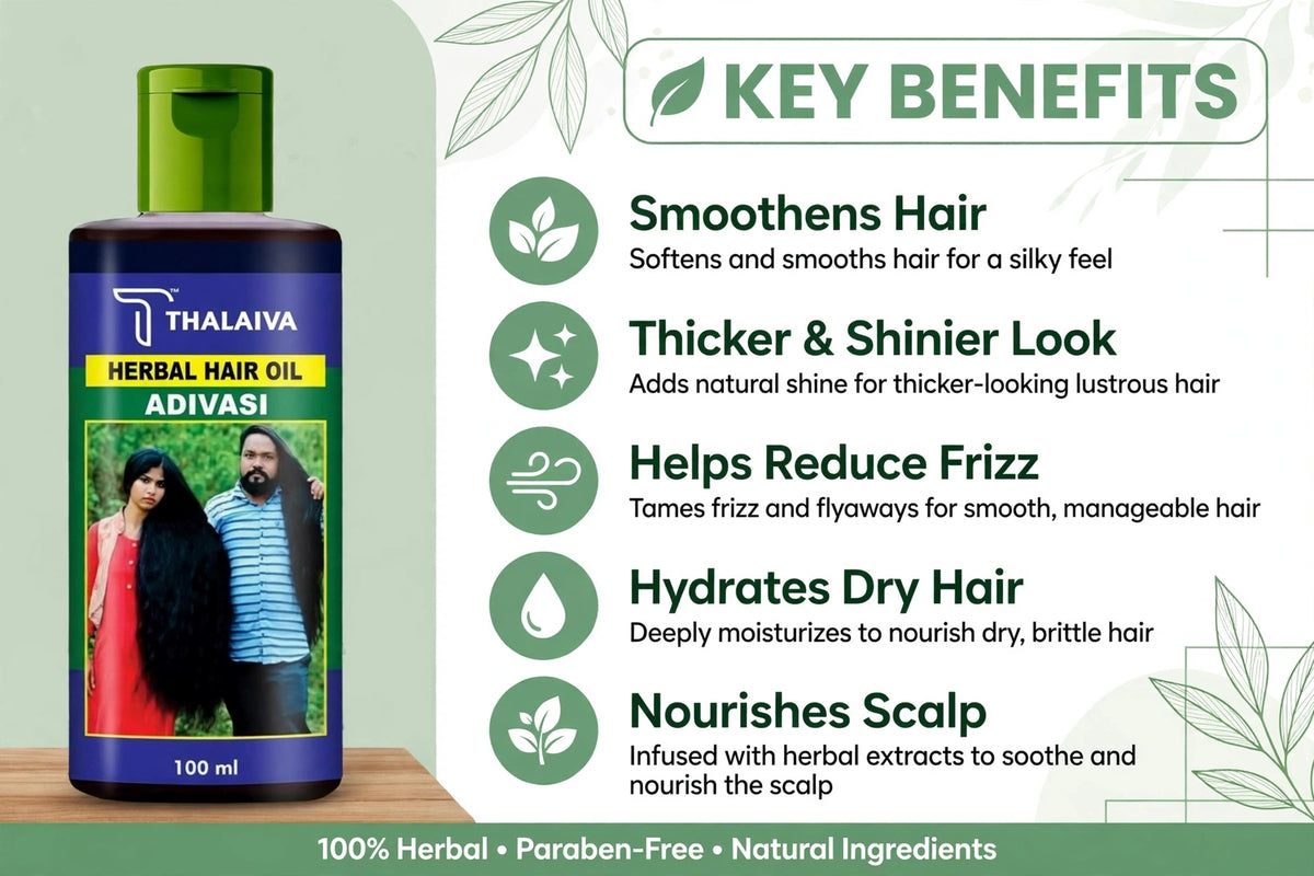Adivasi Herbal Hair Oil - Thalaiva Natural Hair Nourishing Oil 100ml | For Shiny & Smooth Hair Look