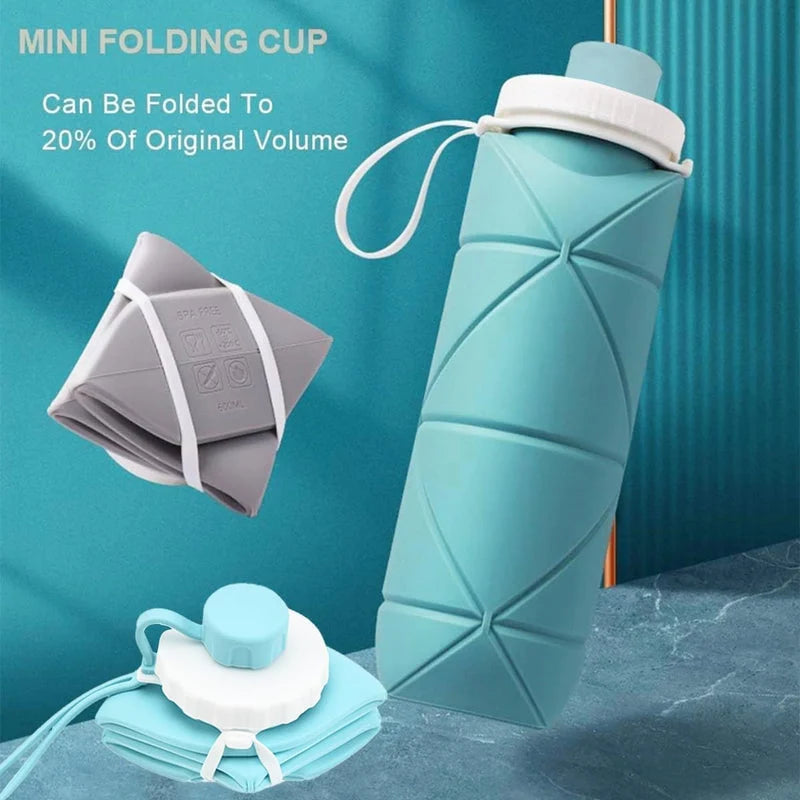 Silicone Folding Water Bottle - 600ml Collapsible Travel Bottle for Gym, Hiking, School | FARIA FASHION