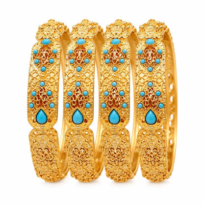 Gold Turquoise Filigree Bangles